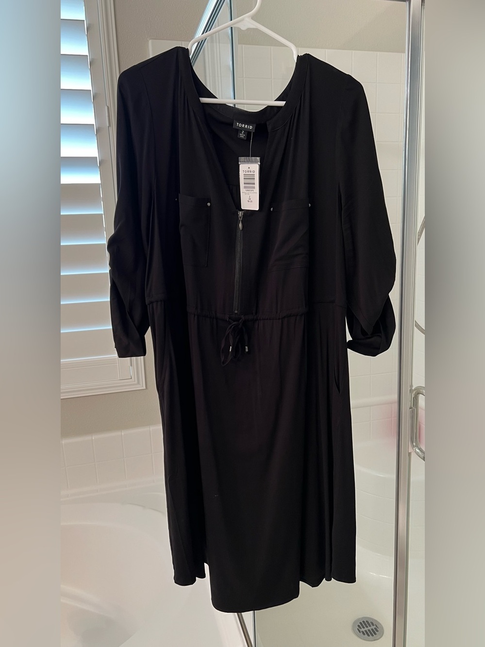 Torrid Black Challis Zip Front Shirt Dress Long Sleeve Size 2X NWT